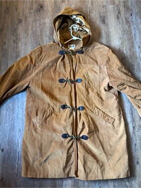 bagatelle Men's Hooded Toggle Trench Coat in Tan